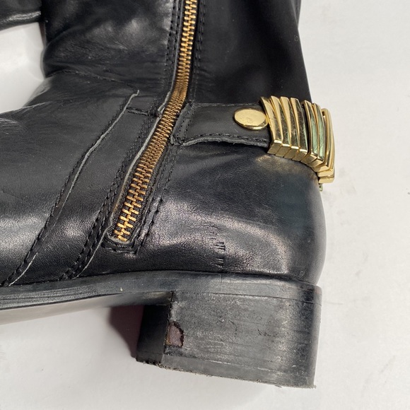 🍒STEVE MADDEN Black Leather Boots w/ Gold Accents!!! - Picture 8 of 8